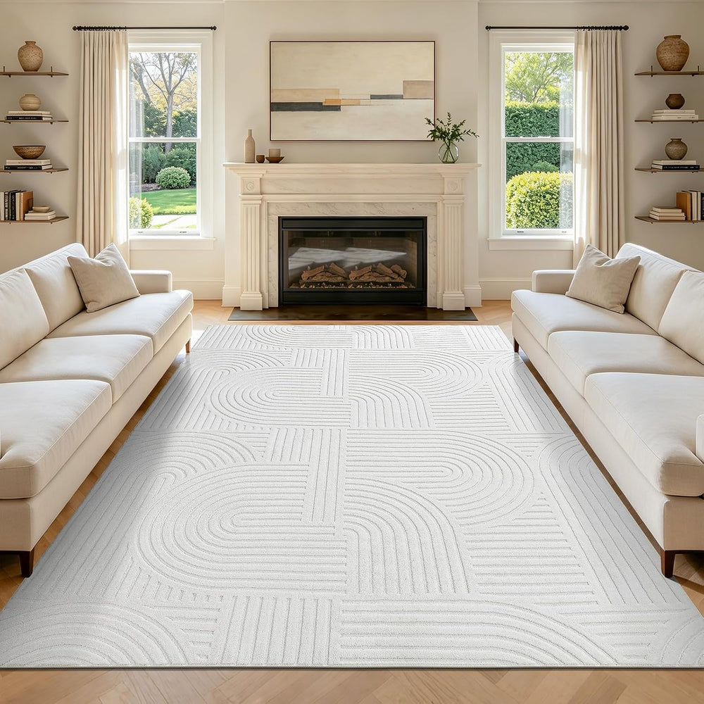 Pauwer 6x9 Area Rugs for Living Room, Modern Non Slip Washable Rug, White