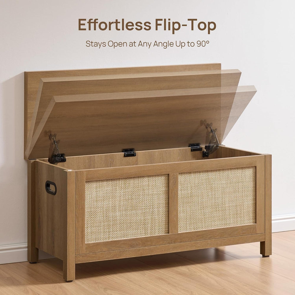 SICOTAS Rattan Storage Chest 39.4" Storage Bench for Bedroom | Boho Stor...