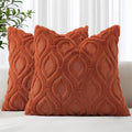 decorUhome Throw Pillow Covers 16x16 Inch Set of 2, Soft Plush Faux Wool Rust by decorUhome