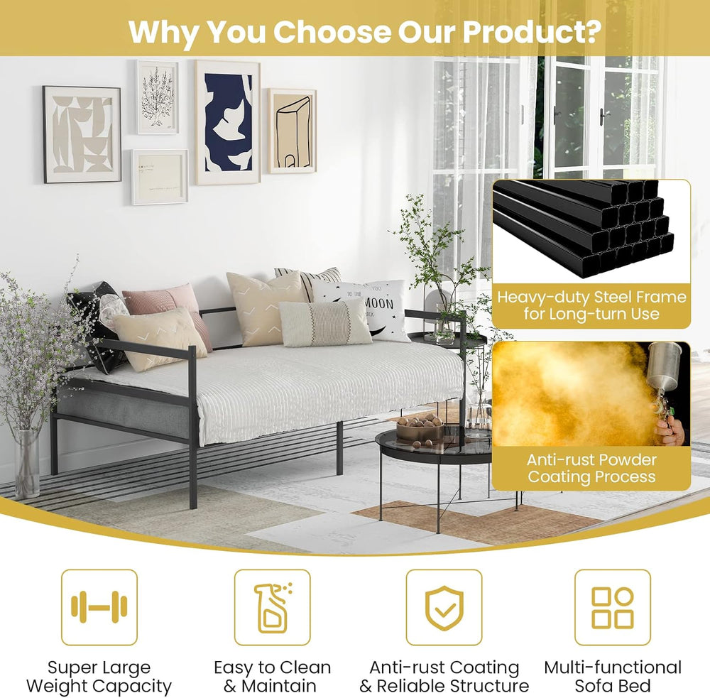 KOMFOTT Twin Size Metal Daybed Frame, Heavy-Duty Metal Slats Support Platform...