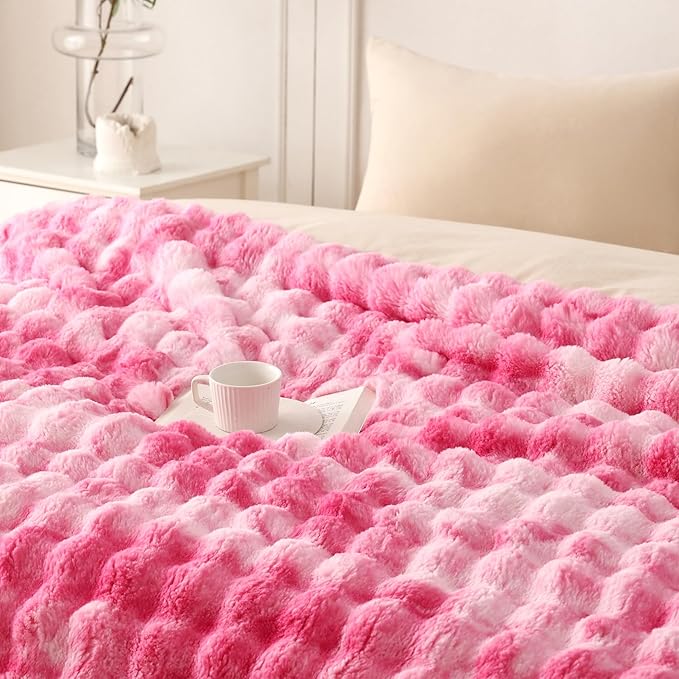 COOVA Faux Fur Throw Blanket for Couch, Cozy Soft and Fuzzy Plush Rabbit Fur - Image 3