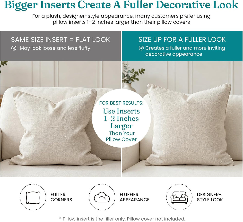 Oubonun Throw Pillow Inserts 18x18 Set of 4, Decorative Throw Pillows