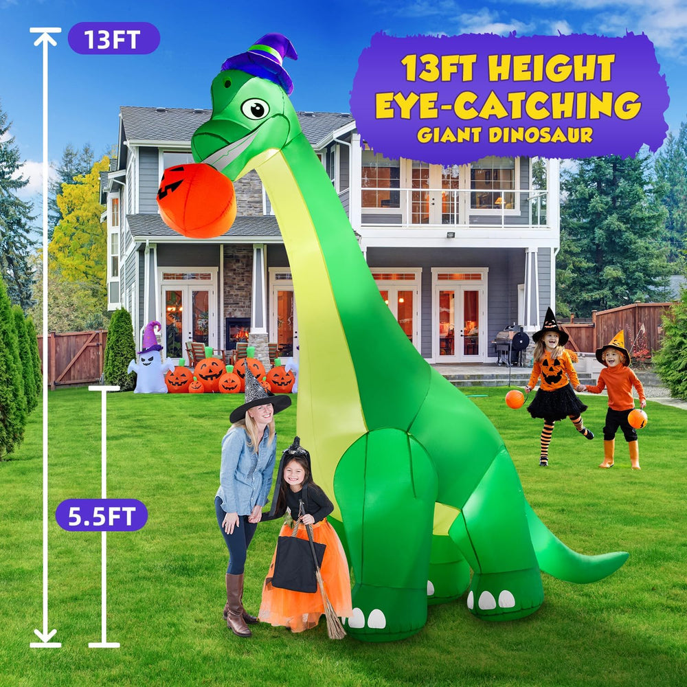 zukakii 13Ft Giant Halloween Dinosaur Inflatable Decorations, Bite Large Pump...