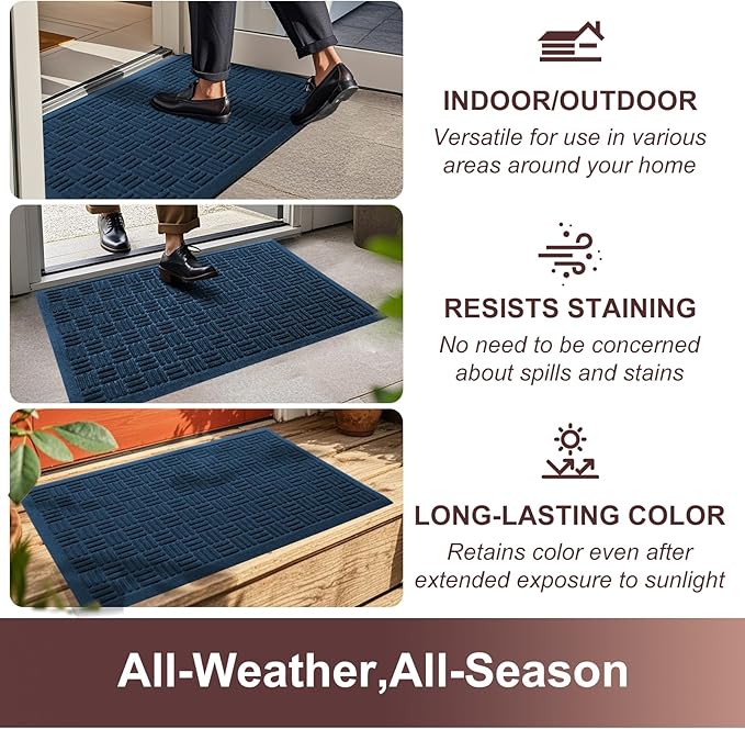 Mibao Front Door Mat Indoor Outdoor Entrance, Dirt Trapping Welcome Mats - Image 5