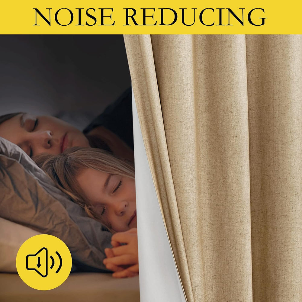 NICETOWN 100% Absolutely Blackout Linen Curtains with Thermal Insulated White...