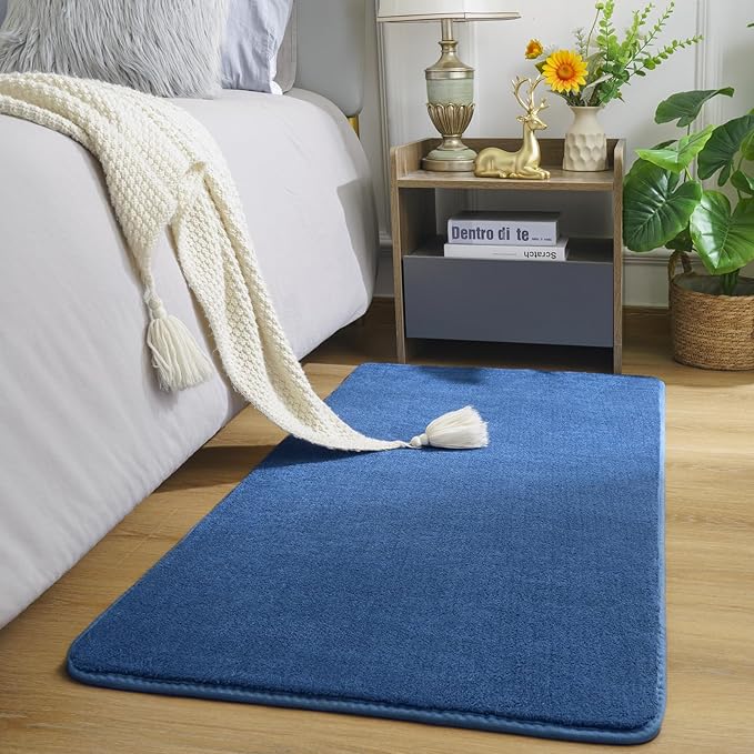 Amearea Modern Washable Runner Rugs, 2x4 Feet Blue Bedroom Runner, Small Area - Image 2