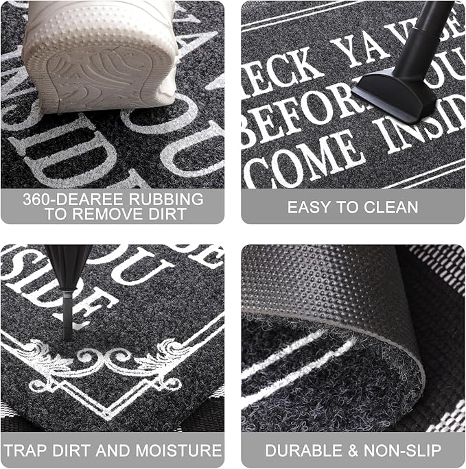 Front Door Indoor Outdoor Entrance Doormat Grey Rubber Welcome Door Mat Come - Image 7