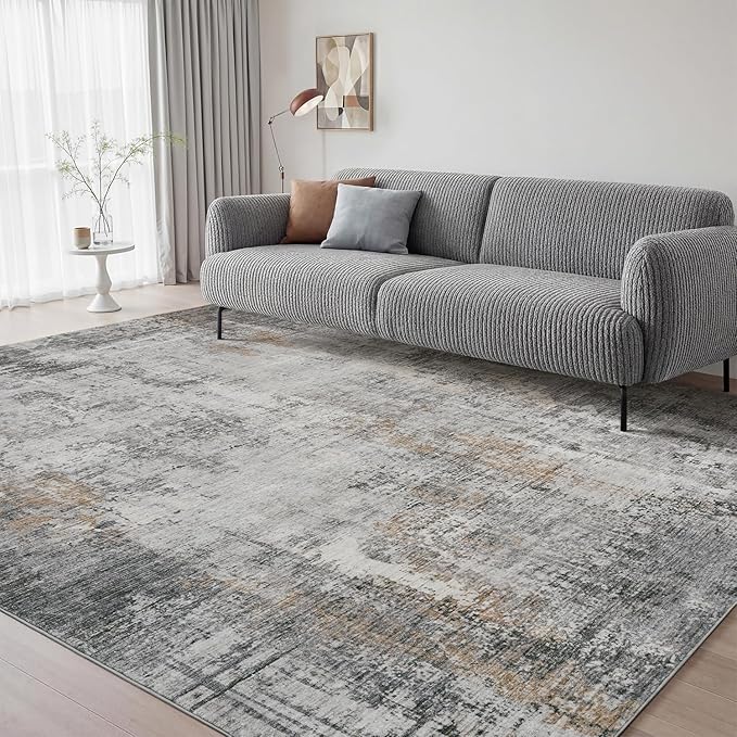 9 x 12 Area Rugs for Living Room, Machine Washable Non Slip Rug Ultra Soft Low by AMOAMI