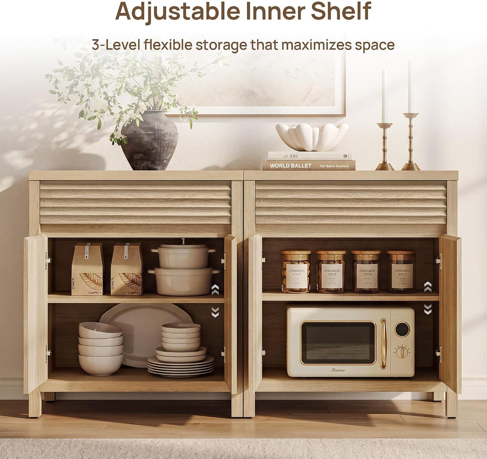 SICOTAS 29" Fluted Buffet Cabinet with Drawer, Modern Storage Cabinet | ...
