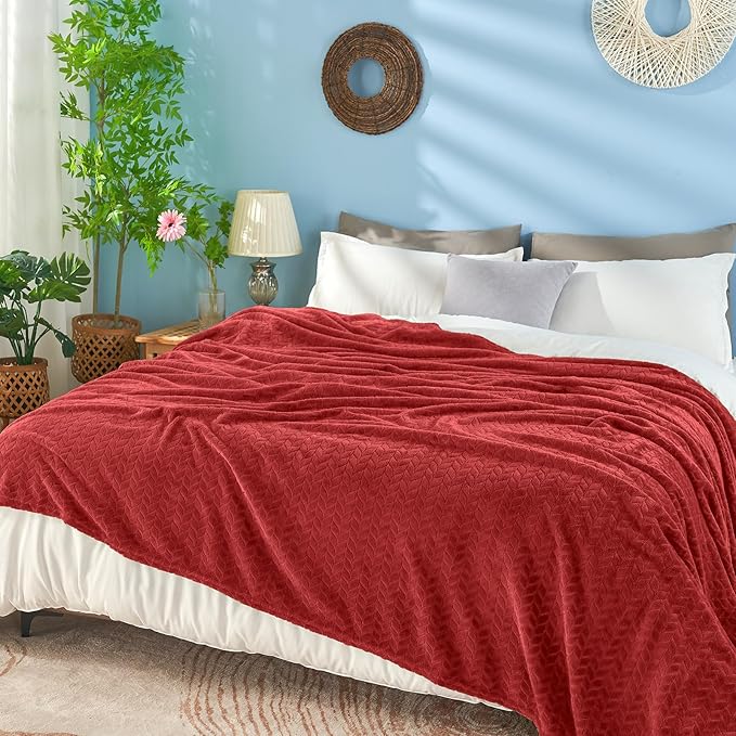 inhand Ruby Red Fleece Throw Blanket - Image 4