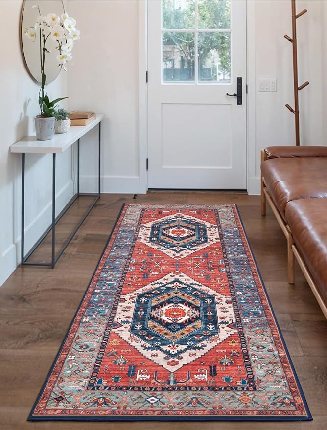 SERISSA Boho Washable Runner Rug, 2x6 Rug Runner Non-Slip Vintage Rust Hallway - Image 7