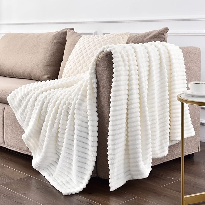 BEDELITE Fleece Blanket Twin Size – 3D Ribbed Jacquard Soft and Warm Decorative - Image 3