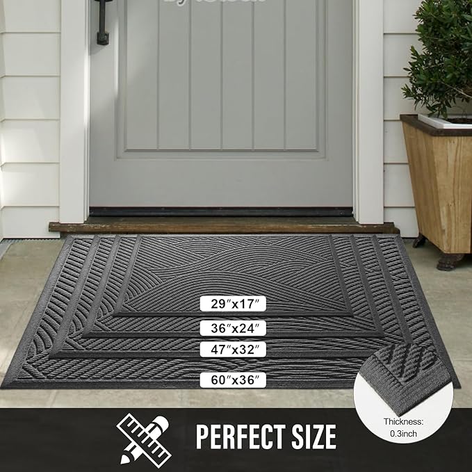 HIYARD Sturdy Front Door Mat, Absorbent Muddy Dirt Resist Welcome Door Mats - Image 6