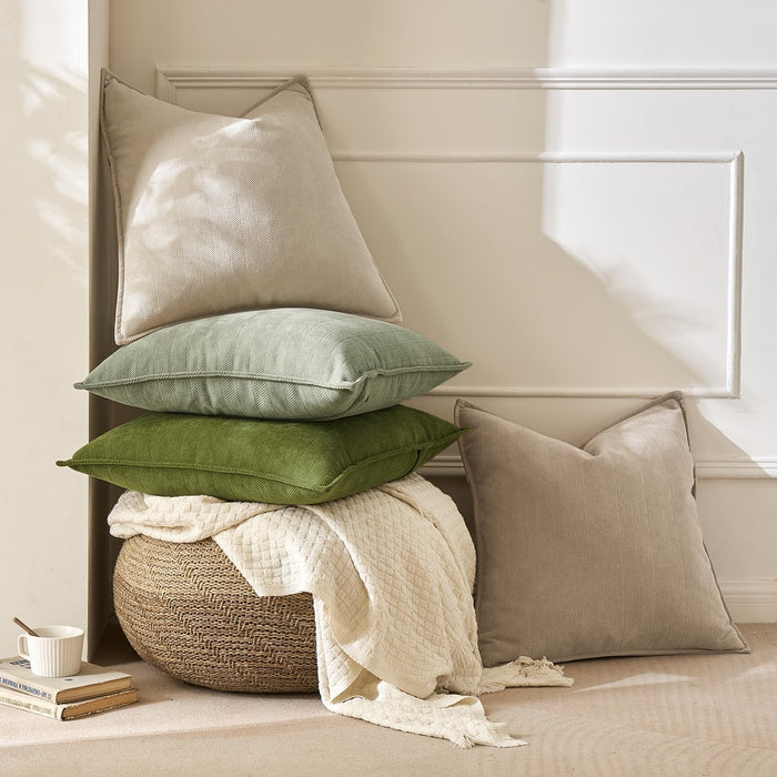 MIULEE Chenille Cushion Covers 50 x 50 cm Set of 2 Yellow Sofa Cushions