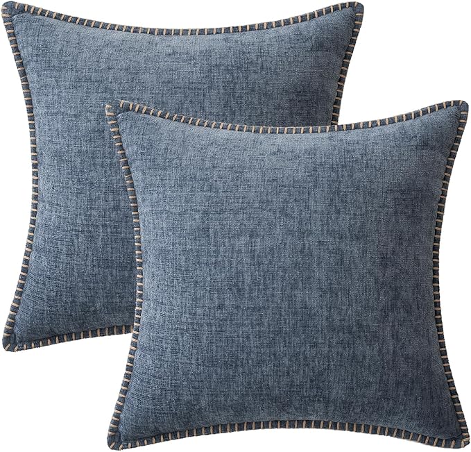 MIULEE Pack of 2 Couch Throw Pillow Covers 20x20 Inch Dark Grey Blue Farmhouse - Image 6