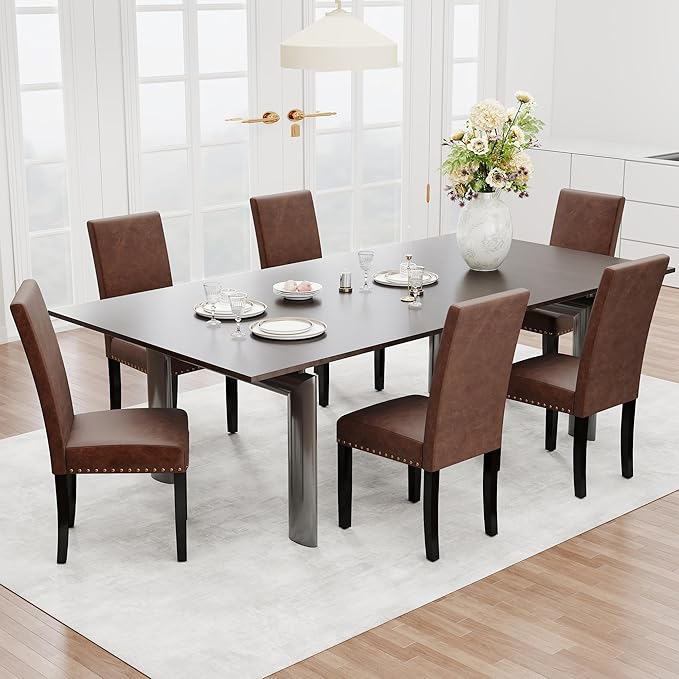 LSSBOUGHT Dining Chairs Set of 2, Modern Dining Room Chair,Upholstered Pu Lea...