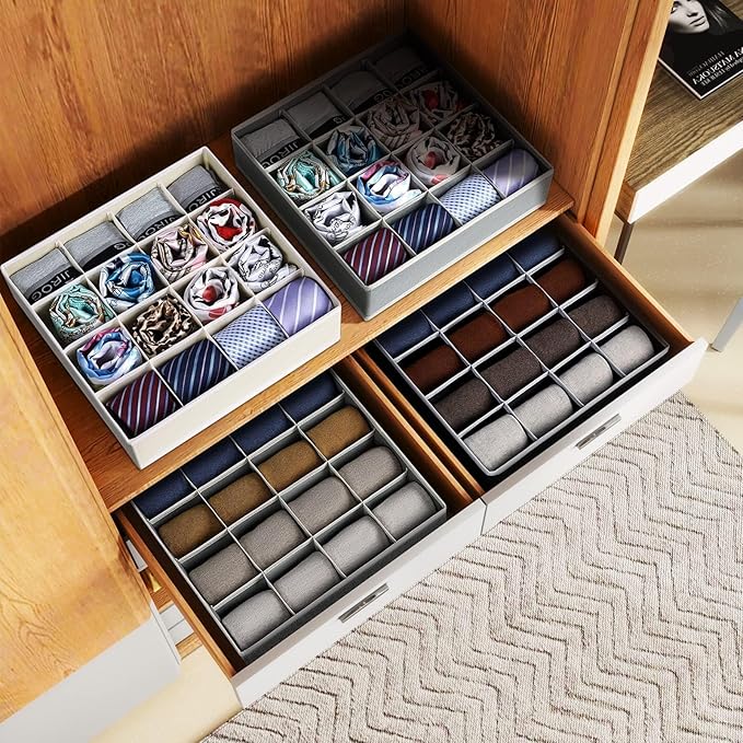 Joyoldelf Sock Drawer Organizer Divider Underwear Organizer 16-cell Fabric - Image 5
