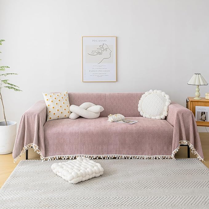 HANDONTIME Soild Couch Covers for Dogs Pink-Purple Sofa Covers Boho Cover for by HANDONTIME