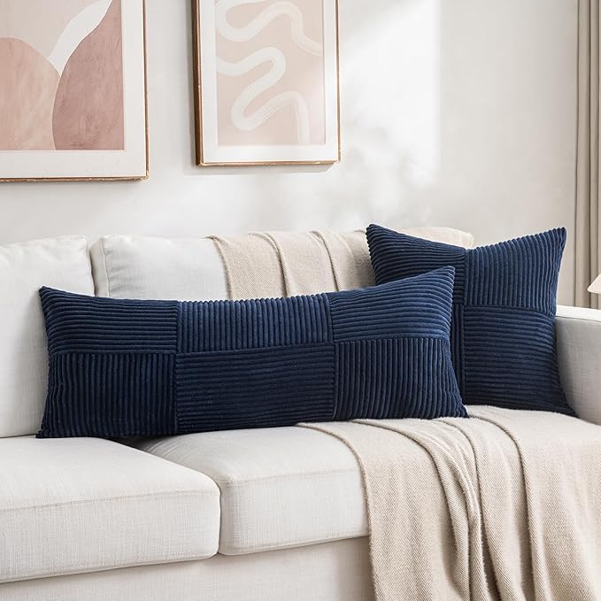 Fancy Homi 2 Packs Navy Blue Decorative Throw Pillow Covers 22x22 Inch - Image 6
