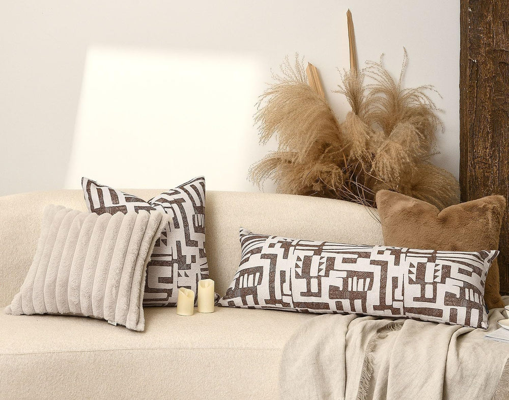 Long Lumbar Pillow Cushion Cover 14x36, Double Sided Modern Geometric High-De...