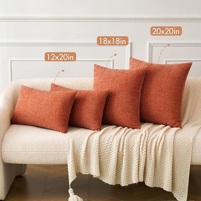 MIULEE Pack of 2 Couch Throw Pillow Covers 20x20 Inch Soft Burnt Orange - Image 4