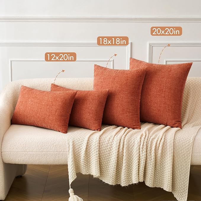 MIULEE Pack of 2 Couch Throw Pillow Covers 12x20 Inch Soft Burnt Orange - Image 4