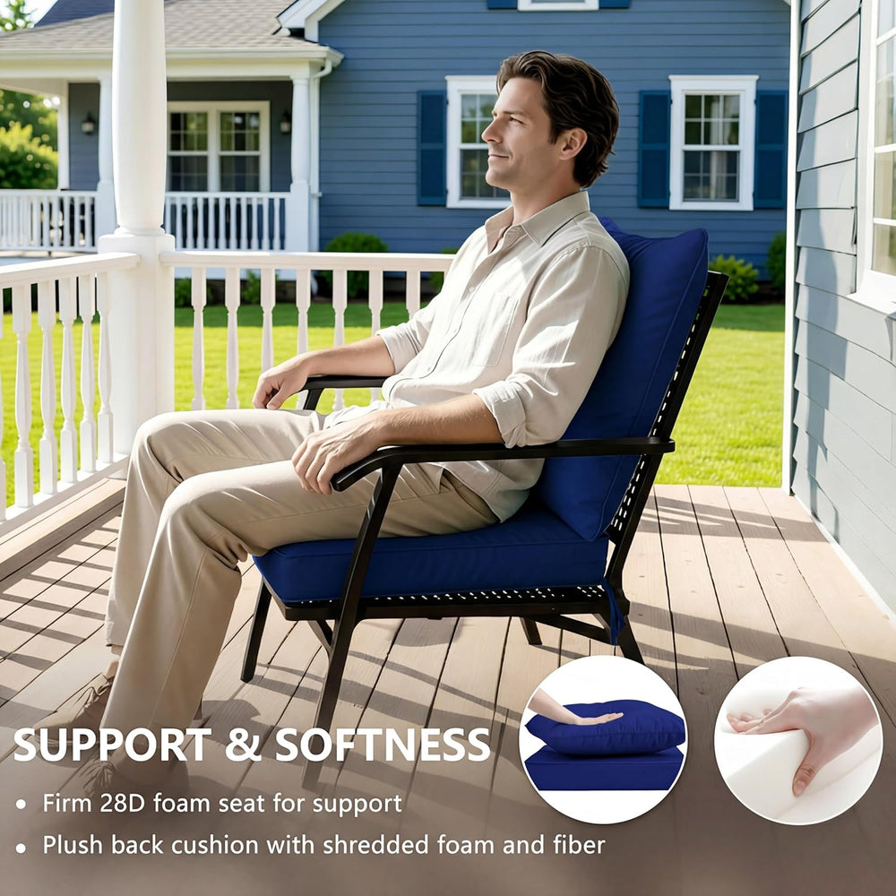 24''x24''x4'' Outdoor Chair Cushions Set of 2, Navy