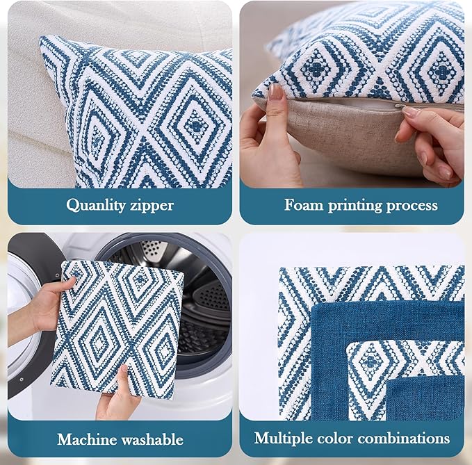 HPUK Decorative Throw Pillow Covers Set of 4 Couch Pillows Linen Cushion Cover - Image 4