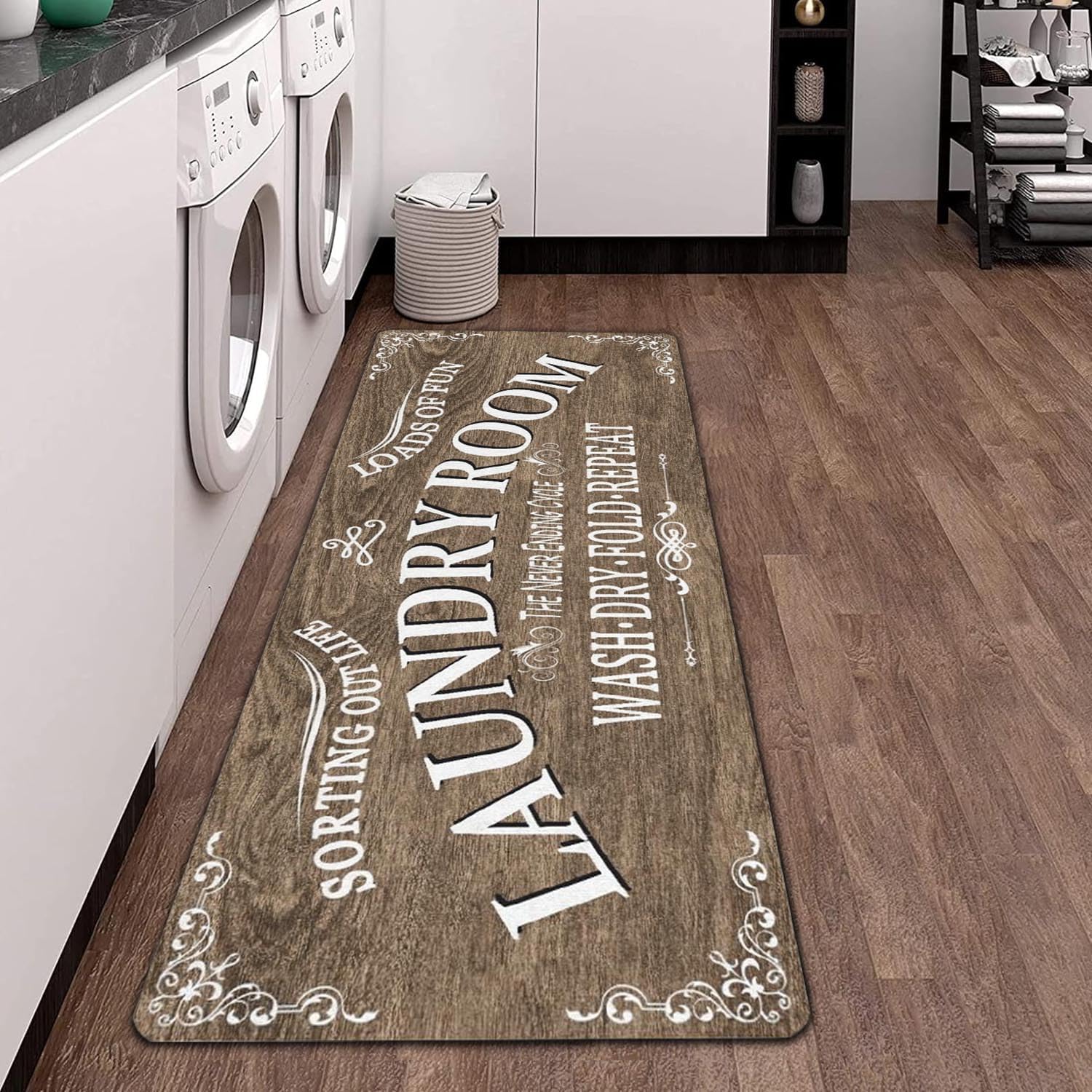 Non Slip Laundry Room Rug - Farmhouse Kitchen Floor Mat -Laundry Room Rug- Runner Decor -Washable Floor Carpet for Washroom Mudroom Kitchen Bathroom Hallway-20 x59