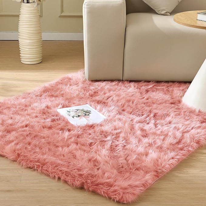 ORINOVA Pink Faux Sheepskin Fuzzy Fur Rugs by ORINOVA