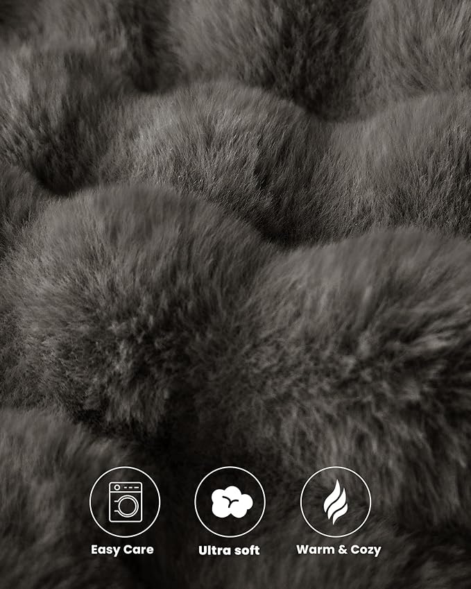 Ultra Soft Cozy Faux Fur Throw Blanket-Fuzzy Plush Thick Bubble Blanket - Image 6