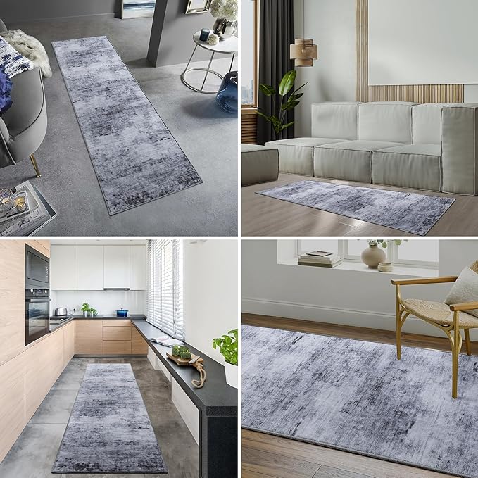 Toneed 2x6 Runner Rug Modern Abstract Hallway Rug Washable Non Slip Rubber Rugs - Image 3