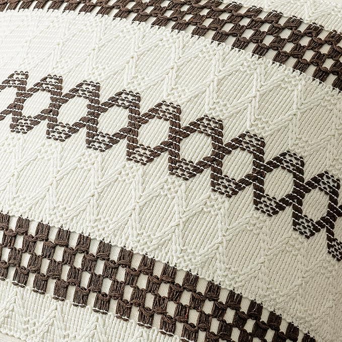 MIULEE Set of 2 Dark Brown Boho Decorative Lumbar Pillow Covers 12x20 Inch - Image 4