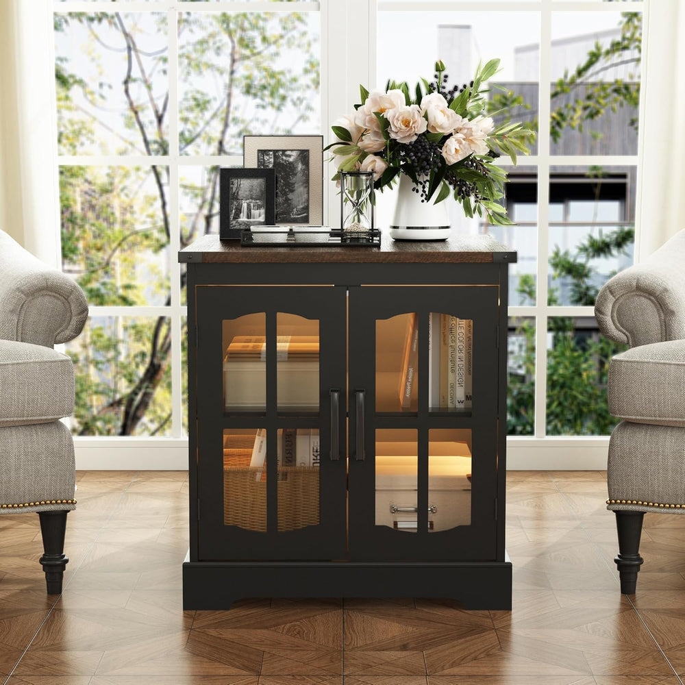 ChooChoo Farmhouse End Table Set of 2, 24" Large Sofa Side Table with Ch...
