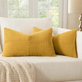 MIULEE Mustard Yellow Decorative Lumbar Throw Pillow Covers 12x20 Inch by MIULEE