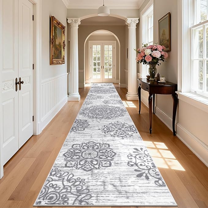 HEBE Hallway Runner Rug 3'x20' Washable Vintage Distressed Area Rugs Non Slip by HEBE