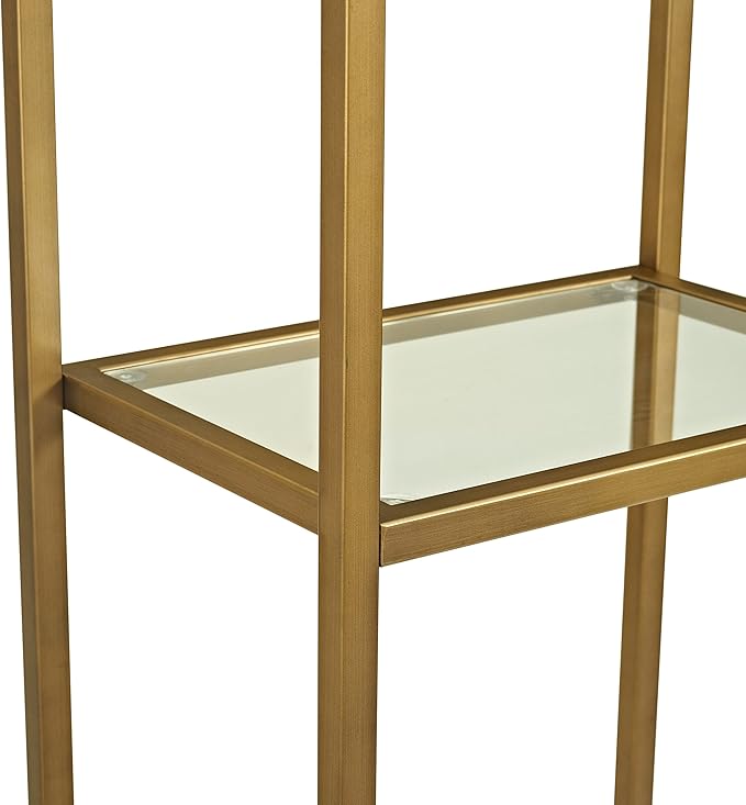 Crosley Furniture Aimee Narrow Bookshelf with Glass Shelves, Bookcase Storage...