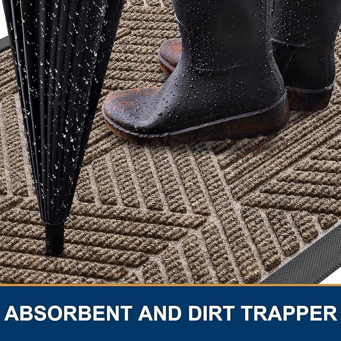 Smiry Front Door Mat Outside Entrance, Heavy Duty Sturdy Natural Rubber Doormat - Image 3