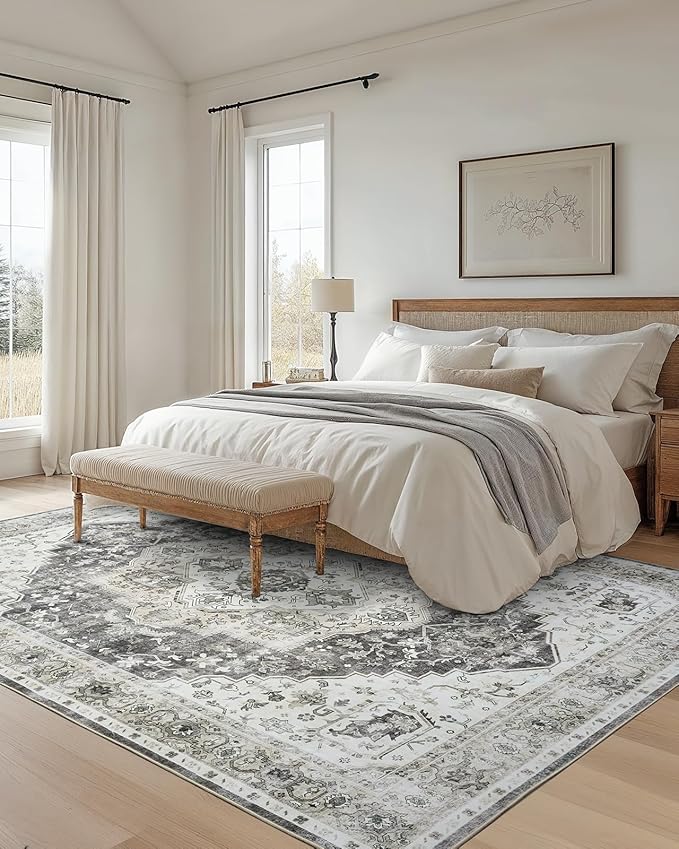 AMADA HOMEFURNISHING 9x12 Area Rug, Washable Low-Profile Large Area Rug - Image 3