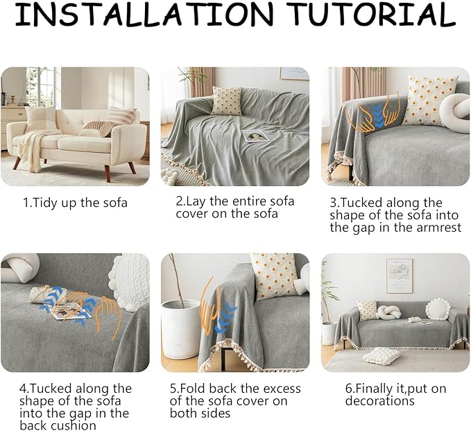 HANDONTIME Couch Slipcovers for Sofas Dark Grey Couch Cover Sofa Cover for Dogs - Image 7