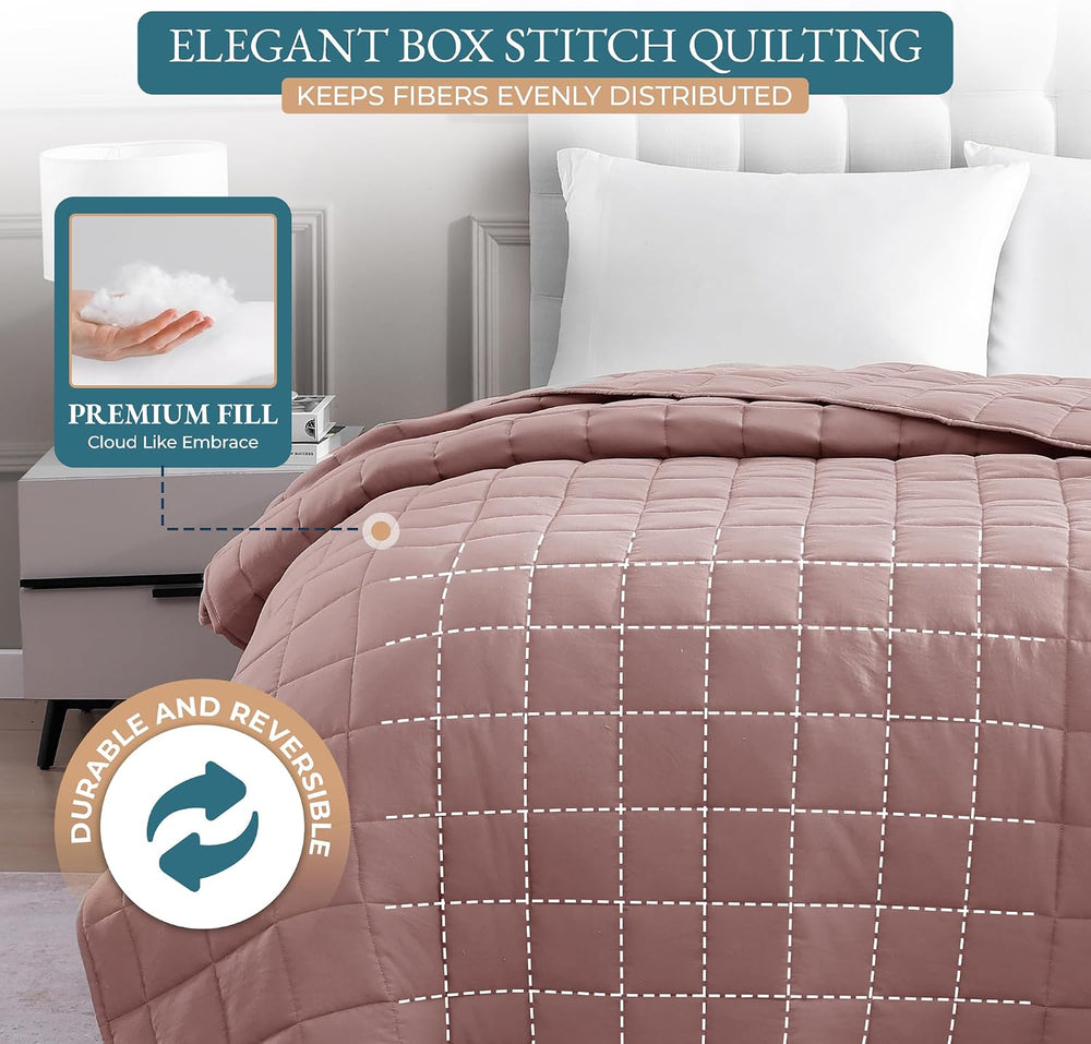 Casa Platino Blanket Queen Size, Down Alternative Quilted - Sepia Rose