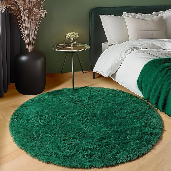 ONASAR Dark Green Round Area Rugs 6ft, Ultra Soft Bedroom Circle Rug - Image 9