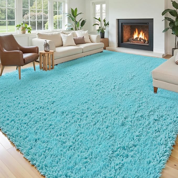 Area Rugs 9x12 Living Room, Shaggy Carpet Soft Plush Furry Bedside Rug Large by Junhejiamei