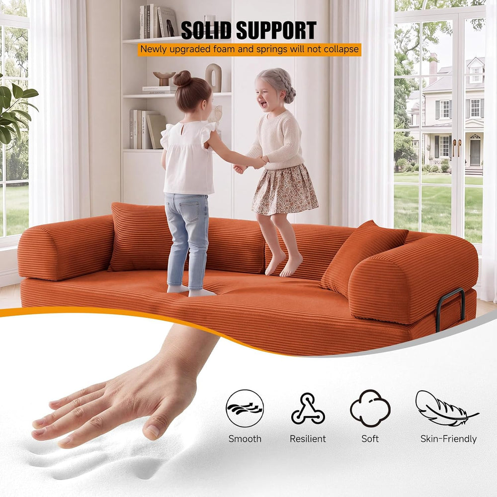 79" Convertible Sofa Bed Set, 4 in 1 Boneless Couch for Living Room
