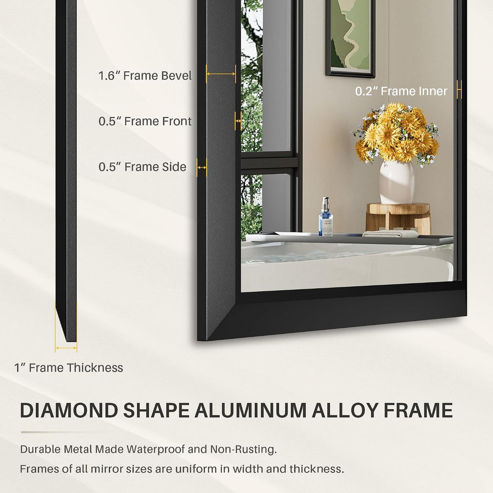 Briivue Black Metal Framed Bathroom Wall Mirror, 60x30 Inch