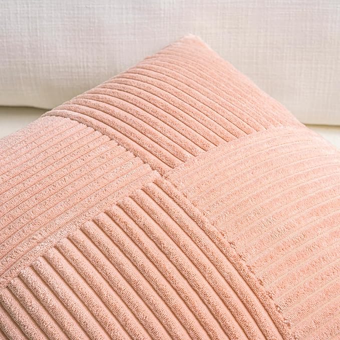 Fancy Homi 2 Packs Peach Big Decorative Throw Pillow Covers 24x24 Inch - Image 4