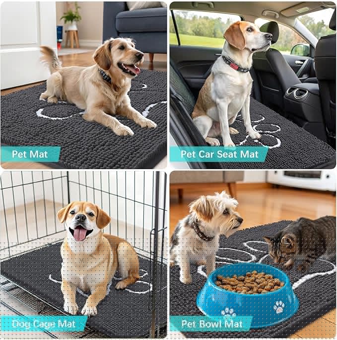 OLANLY Dog Door Mat for Muddy Paws 44x32, Paw Print Design, Absorbs Moisture - Image 7