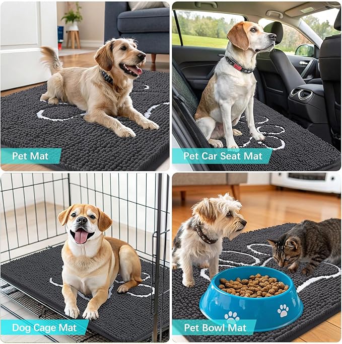 OLANLY Dog Door Mat for Muddy Paws 59x32, Paw Print Design, Absorbs Moisture - Image 7