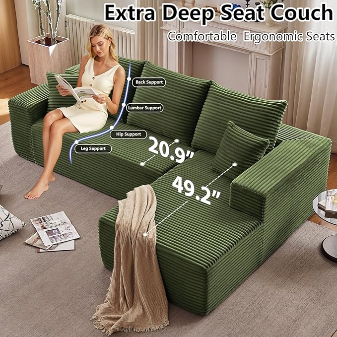 107" Cloud Sectional Couch with L-Shape Chaise, Modern Modular Comfy Sof...