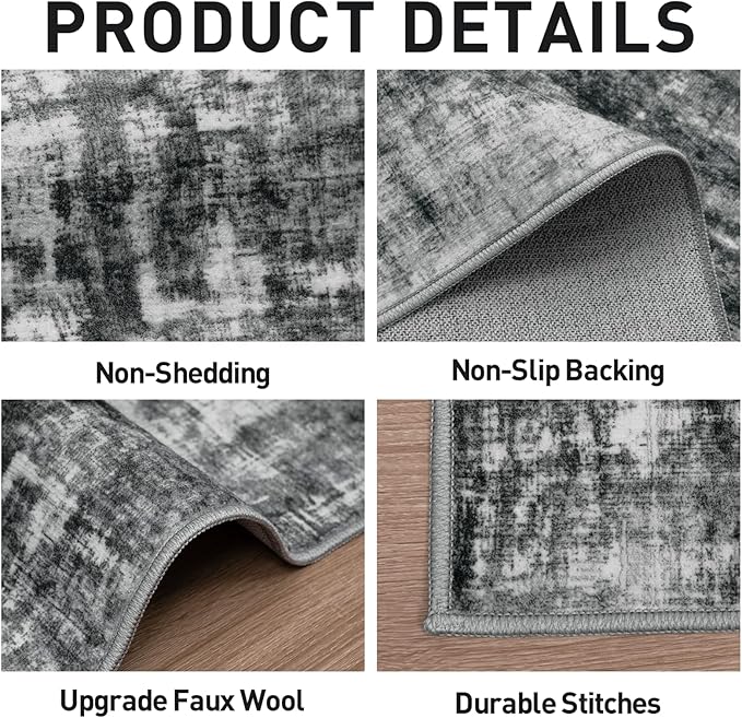 9x12 Area Rugs Washable Rug: Modern Abstract Living Room Rug Soft Anti-Skid - Image 5